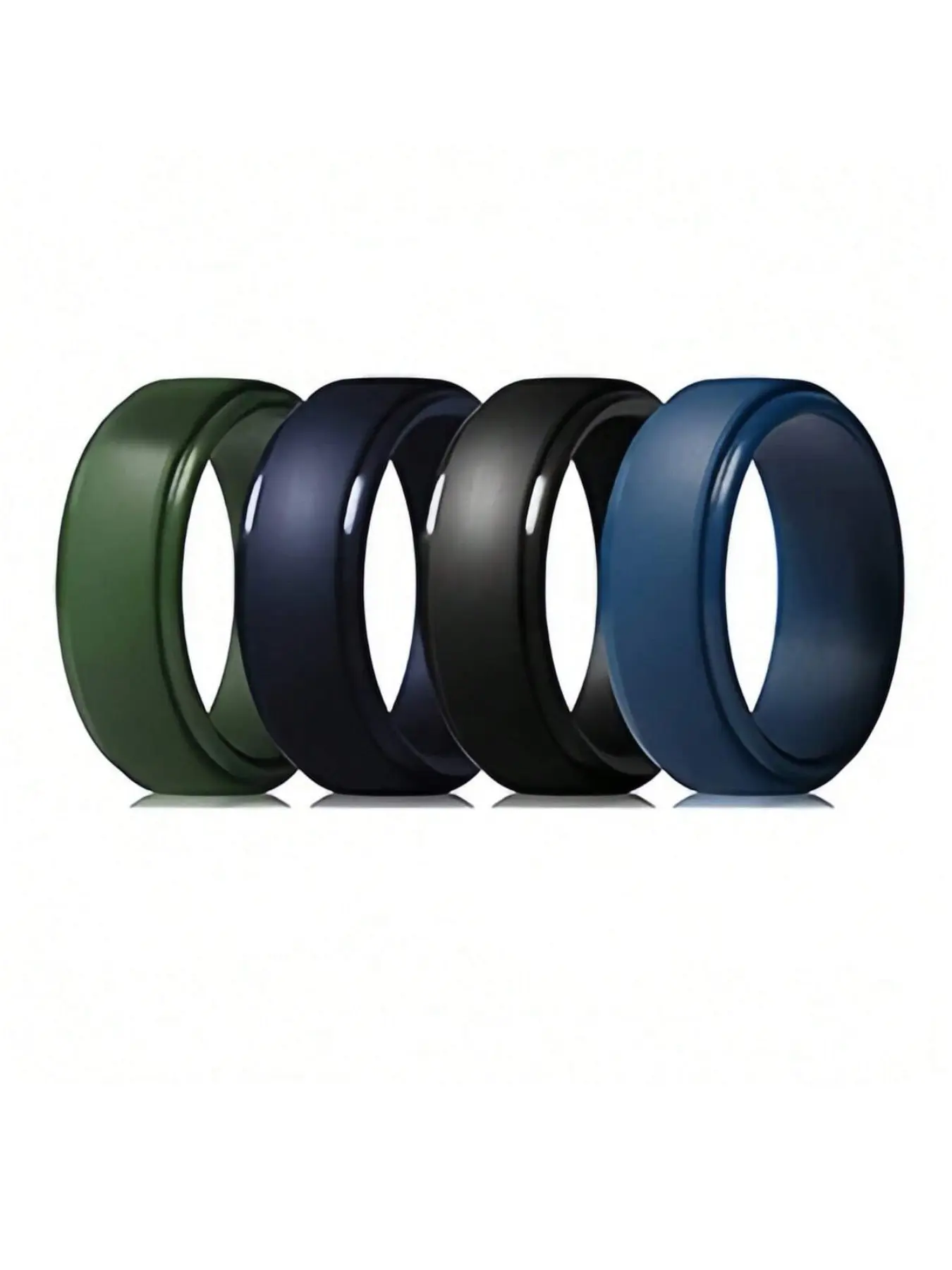 4 Pack Rubber Wedding Bands for Men, 8mm Hypoallergenic Men's Silicone Ring Jewelry Rings for Him, Multi Colors Active Sport Fitness Size 7-14