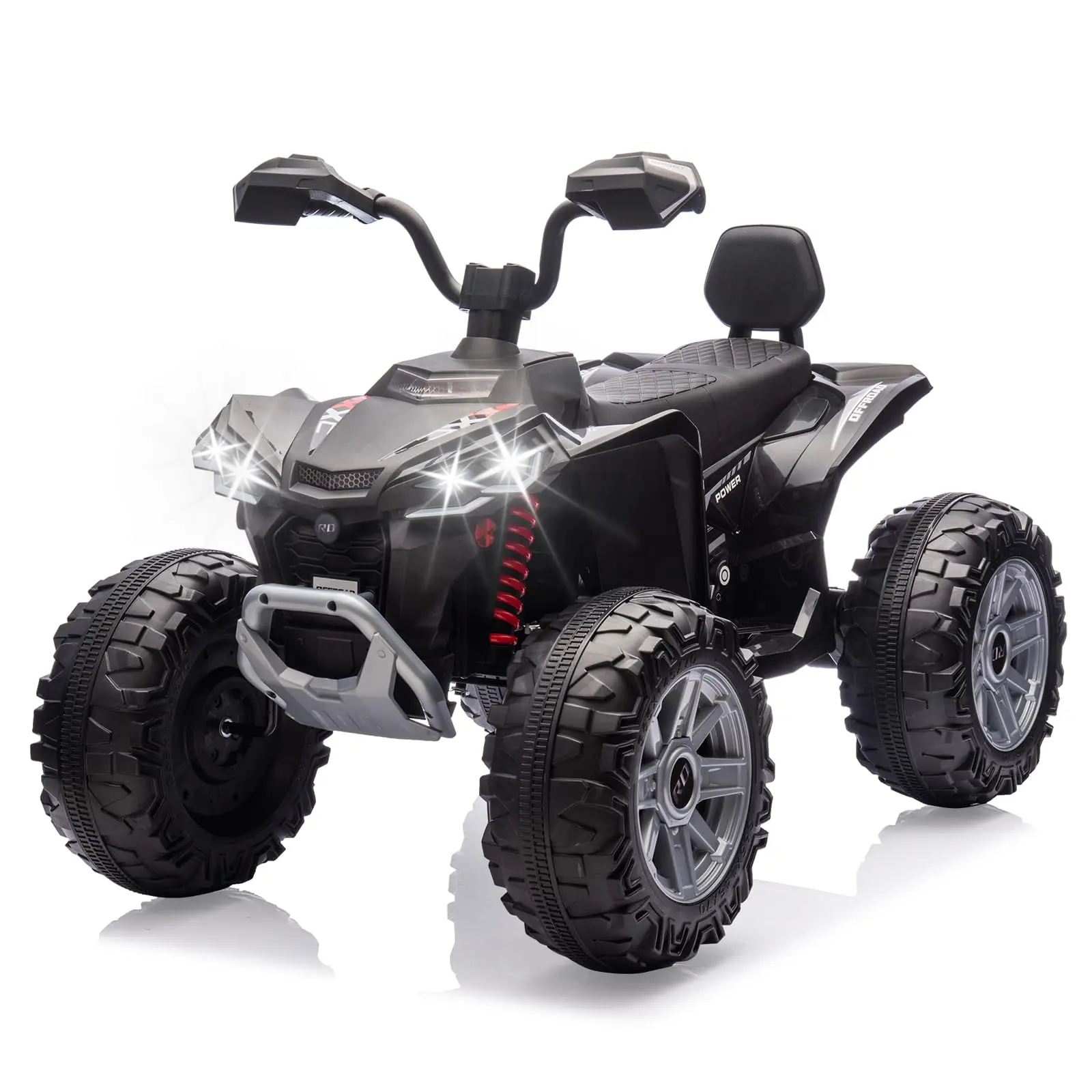 GARVEE 24V Battery Powered Electric ATV Ride-On Car, Dual 550W Motors Off-Road 4 Wheeler with Hydraulic Suspension, 3 Speed Settings, Abrasion-Resistant Tires, LED Lights, Music Player, 110 Lb Capacity, CPSIA/ASTM-F963 Certified for Outdoor Play, Birthday