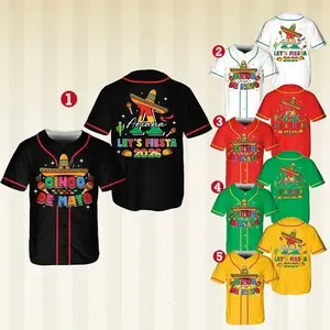 Personalized Let's Fiesta Baseball Jersey, Custom Name Cinco De Mayo Baseball Jersey Shirt, Baseball Jersey For Fiesta Squad Mexican Fiesta