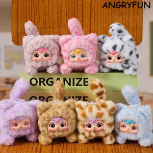 ANGRYFUN Silly Cat Moments Plush Blind Boxes – Cute Kitty Keychain Plush Doll Surprise Collectible Birthday Gift Single Box (Free Random Cute Acrylic Keychain)