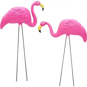 4E's Novelty Vibrant Pink Flamingo Yard Decorations – Set of 2 Lawn Ornaments for Tropical Flair