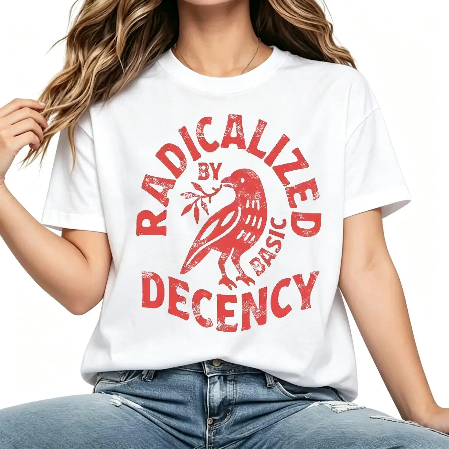 Radicalized By Basic Decency Political Protest Feminist Activist Gift Liberal Clothing Social Justice Gift Womens Short Sleeves Sport T Shirt Fashion Tee