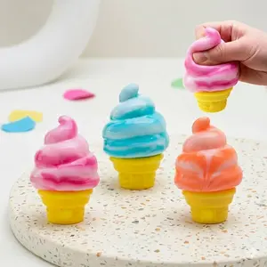 Ice Cream Squishy Squeeze Toy, Soft Slow Rise Sensory Fidget Toy, Ideal Easter Basket Stuffers & Holiday Party Favors for Kids