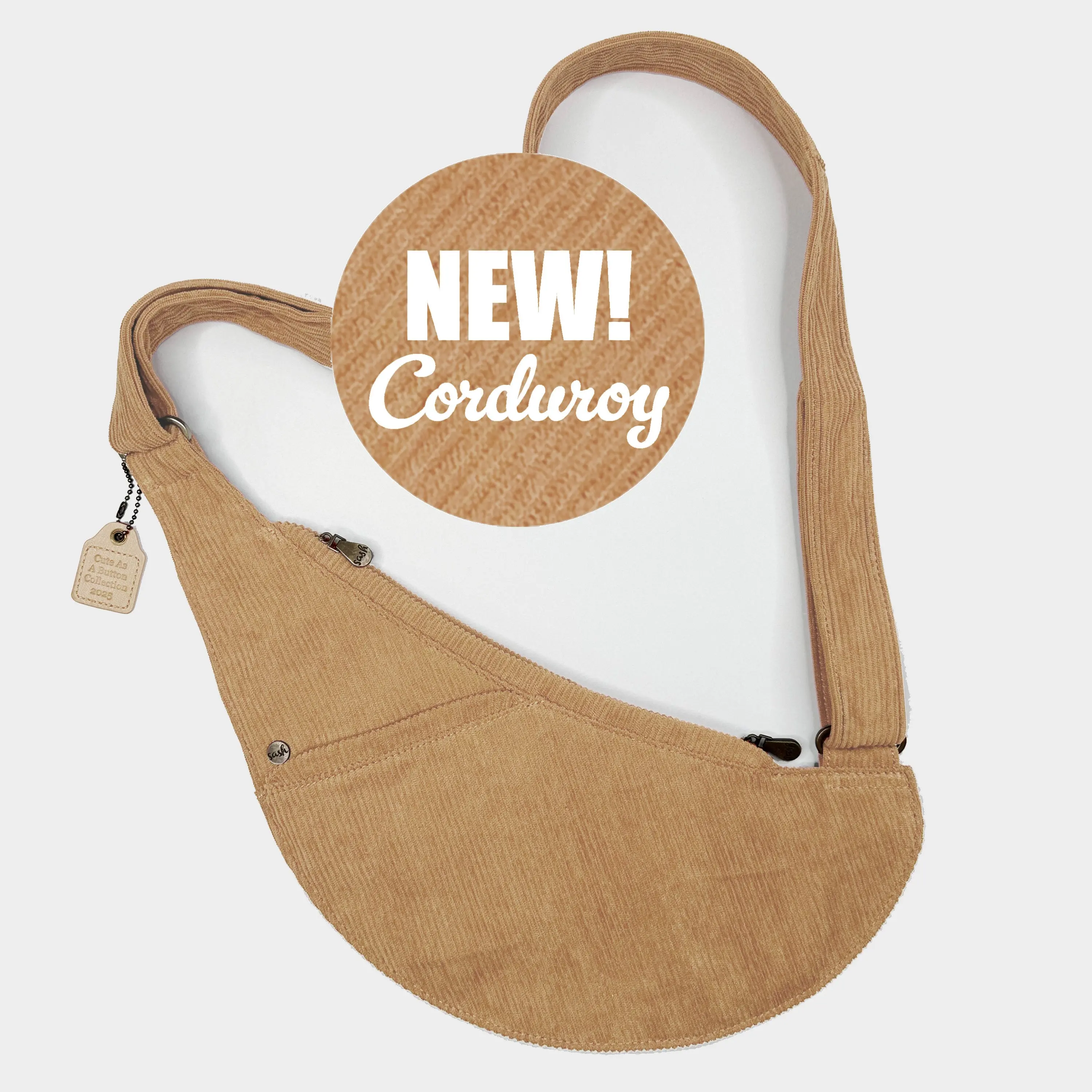 (LIVE) Teddy Bear Corduroy Half Sash Bag