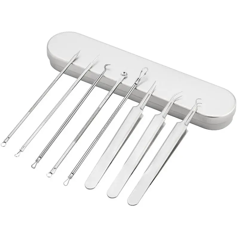Acne Tools, Blackhead Remover, Pimple Tool, Acne Tools Extractor Kit – Ultra-Fine Tips For Precision, Stainless Steel, No Redness Or Irritation（8PCS Set）