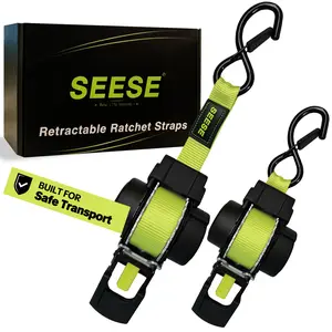 SEESE Car Tie Downs with Ratchets 1"x 11 ft-1500 LB Break Strength Cargo Straps for Moving Appliances, Lawn Equipment, Motorcycle Green