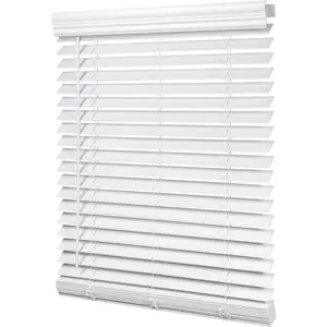 2-inch Cordless Faux Wood Blinds with Royal Valance, Room Darkening Horizontal Window Blinds, Inside Mount Blinds for Windows - Fit for Window 23" W x 36" H - White