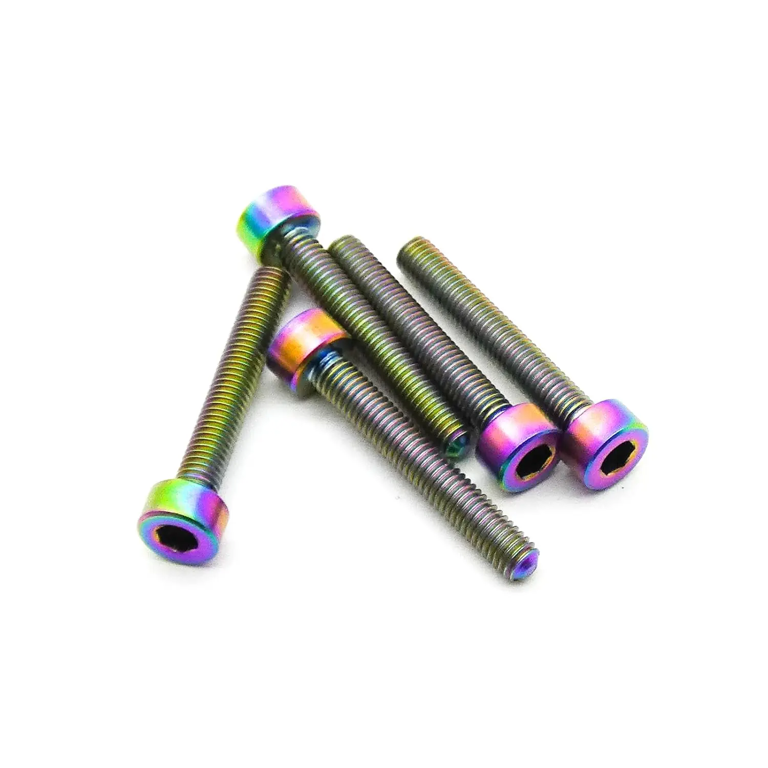 5-Piece Lightweight M3 (Metric 3mm) Socket Head TC4 Titanium Hex Screws, 5x Titanium Anodized Rainbow Surface Fasteners, High Strength-to-Weight Ratio Non-Magnetic M3x20mm Longevity Screws for Robotics, Model Craft, 5 Pieces
