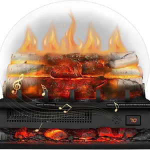 EchoGlow Birch Luxe – 20" Log Set with Sound_R.W.FLAME Electric Fireplace Log Heater,20" Fireplace Log Set with Crackling Sound