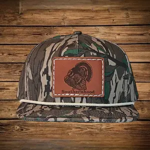 Leather Turkey Patch, Green Camo Rope Hat