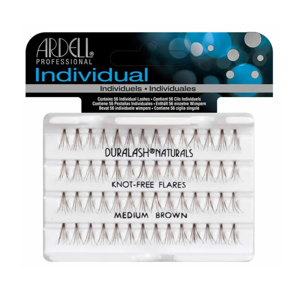 Ardell Knot-Free Individual Flare C-Curl Waterproof False Eyelashes, Medium-Length Brown Cosmetic Makeup Eyelash