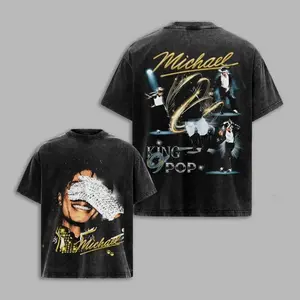 Michael Jackson Biopic Vintage Wash Graphic Tee 100% Heavyweight Cotton Oversized Streetwear Shirt King of Pop Fan Merch Trendy Retro Music Top Perfect Father's Day Gift Idea Men Women Y2K Aesthetic Clothing Concert Apparel Casual Hip Hop Street Style