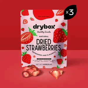 Drybox Dried Strawberries No Sugar Added, Sliced Strawberry Chips Dehydrated Fruit Snack, All Natural non-GMO Unsweetened Gluten Free