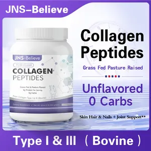 JNS-Believe Multi Collagen Peptides Powder – Hydrolyzed Type I & II Protein with Biotin – 1 lb Unflavored Bovine Collagen Supplement for Women and Men – Supports Joints, Hair, Skin, and Nails