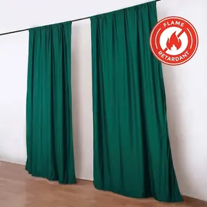 2 Pack 5ftx10ft Hunter Emerald Green Scuba Polyester Backdrop Drape Curtains, Durable Flame Resistant Event Divider Panels Wrinkle Free With Rod Pockets