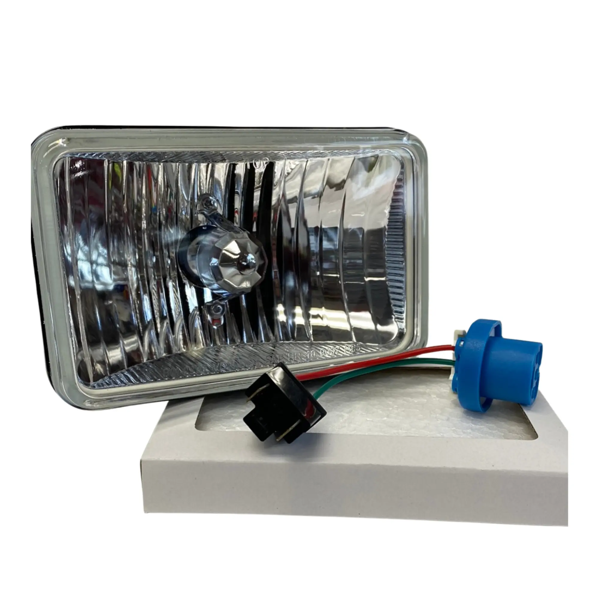 United Pacific Ultralit 4x6 Crystal Rectangular LED Headlight Glass Lens - 12V Bright Luminous Car Light, High Beam, Direct Replacement, Enhanced Clarity, Reinforced Aluminum