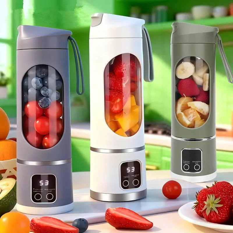 Portable Blender for Shakes and Smoothies - USB-Rechargeable Mini Juicer Cup, Blender Juice Extractor, Fruit Juicer, Personal Smoothie Maker, LED Display, Leak-Proof, Compact for Travel, Adult Birthday Gift (Purple)