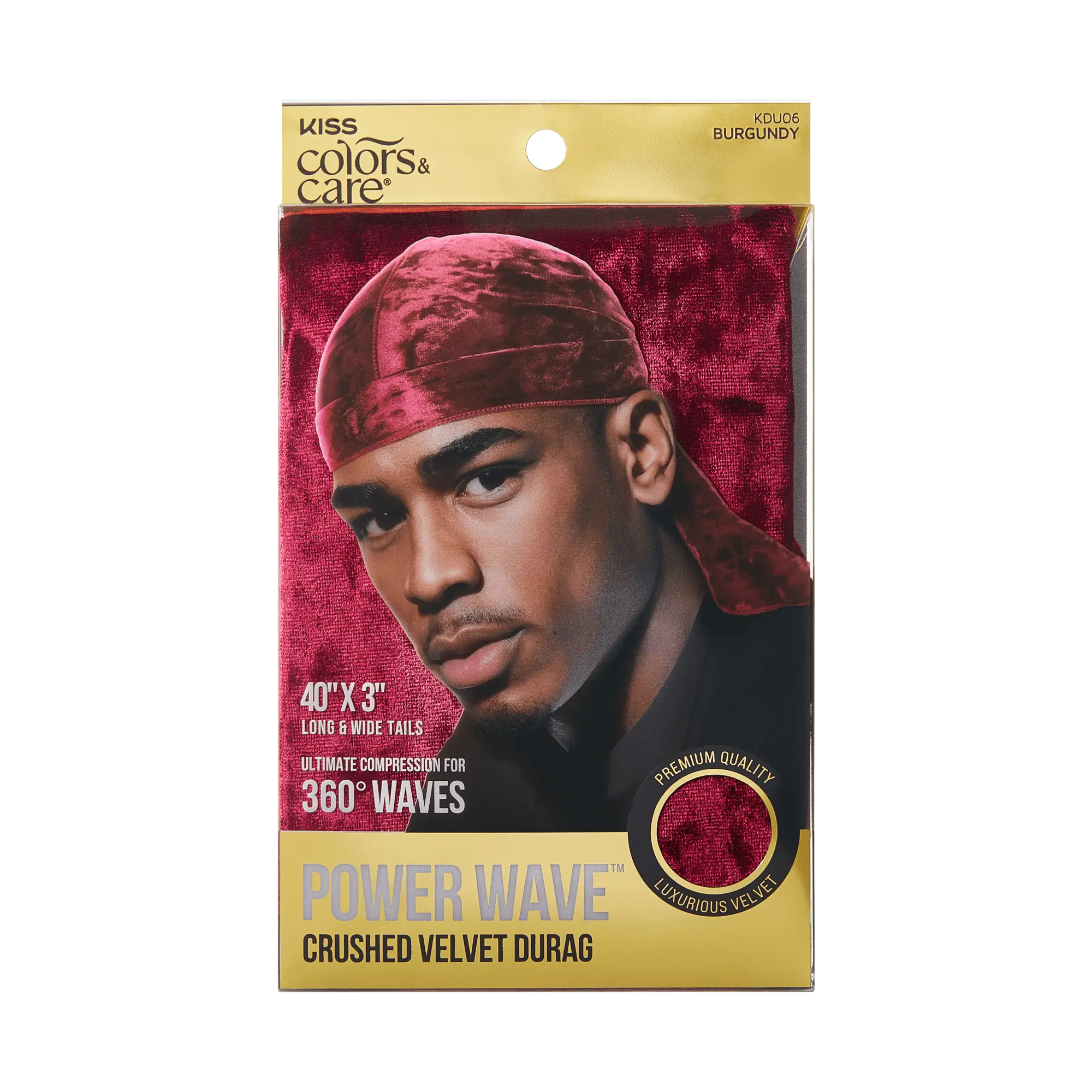 Kiss Colors & Care Power Wave Velvet Luxe Durag - Burgundy | Wave Cap, One Size, Hair Accessories
