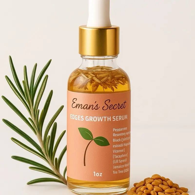 Eman's Secret Ayurvedic Hair Growth Serum - Fenugreek-Infused Growth Elixir, Rich Herbal Formulation with Essential Oils, Fast Regrowth, Anti Loss, Edges Regrowth, for All Hair Types, 1 oz, Fast Hair Regrowth