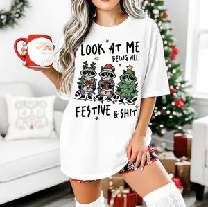 Funny Raccoons DTG Printed Christmas Sweatshirt or T-Shirt