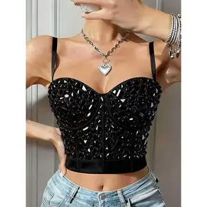 Fashionable Resort-Oriented European And American Heavy-Duty Handmade Acrylic Party Nightclub Fishbone Corset Suspender  Fabric, Strap