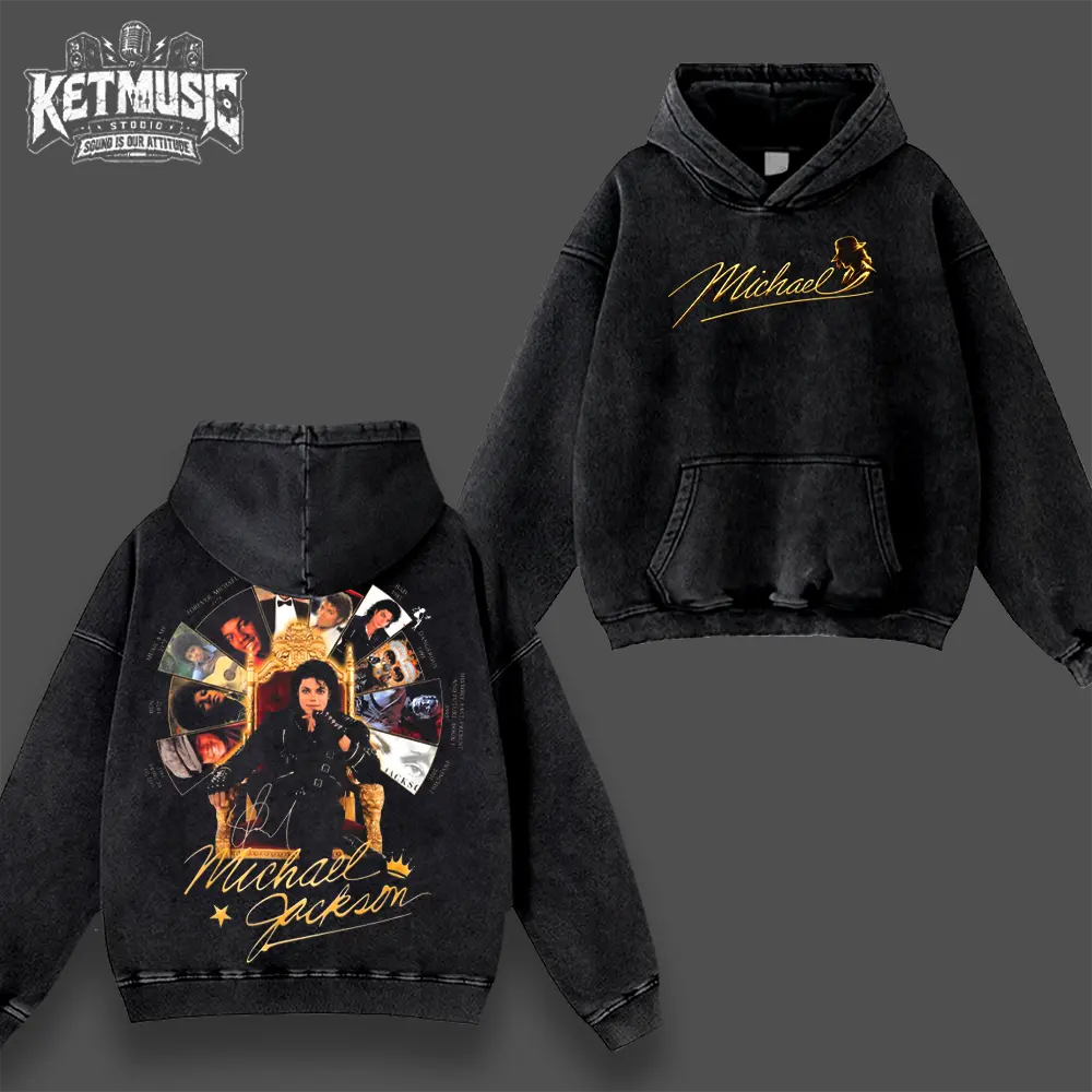 [KetMusic Studio] Michael Jackson King of Pop Vintage Washed T-Shirt Hoodie, Retro MJ Graphic Tee Pullover, Sparkle Glove Print, Y2K Oversized Streetwear, Acid Wash Black Shirt Sweatshirt, Pop Culture Fashion, Concert Fan Apparel, Trending TikTok Outfit
