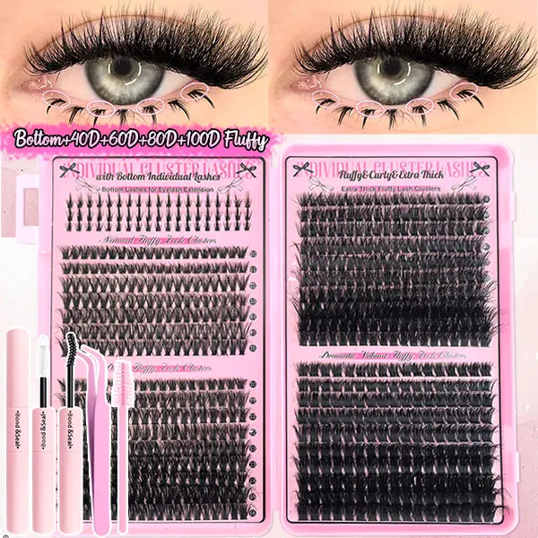 DIY Lash Clusters Kit,individual Lashes,Eyelash Clusyers Lashes Kit,Random Delivery,Beginner Friengly Diy Set, Bottom&Thick&Dense&Mixed 30D-100D(9-16mm), Perfect for any occasion, Gifts for women