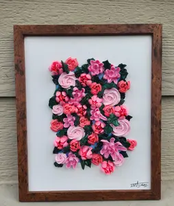 Pink-y Promise 3D Framed Textured Art featuring Pink Roses, Tulips, and Chrysanthemums.