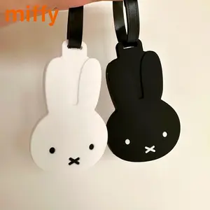 Kawaii Miffy Cute Baggage Tag Cartoon Rabbit Silicone Rubber Simple Style Luggage Check Prevent Losing Cards Girl Gift