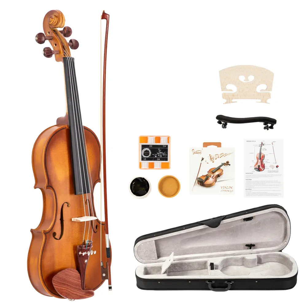 4/4 Size Wooden Violin Kit GV103 for Beginners - 29.2 Inches, Spruce Panel, Redwood Tuning Pegs, Redwood Tailpiece, Case, Bow, Rosin, Strings, Shoulder Rest, Music Learning Tool, Birthday & Festival Gifts
