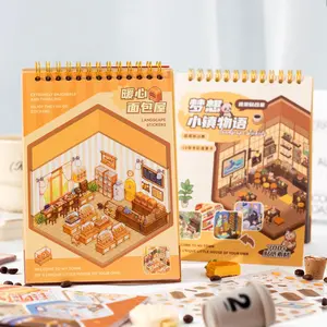 20 sheets 3D Landscape Sticker Book Town  House Themes PET Waterproof Material Vintage Style DIY Journal Decorative Scrapbook Stickers