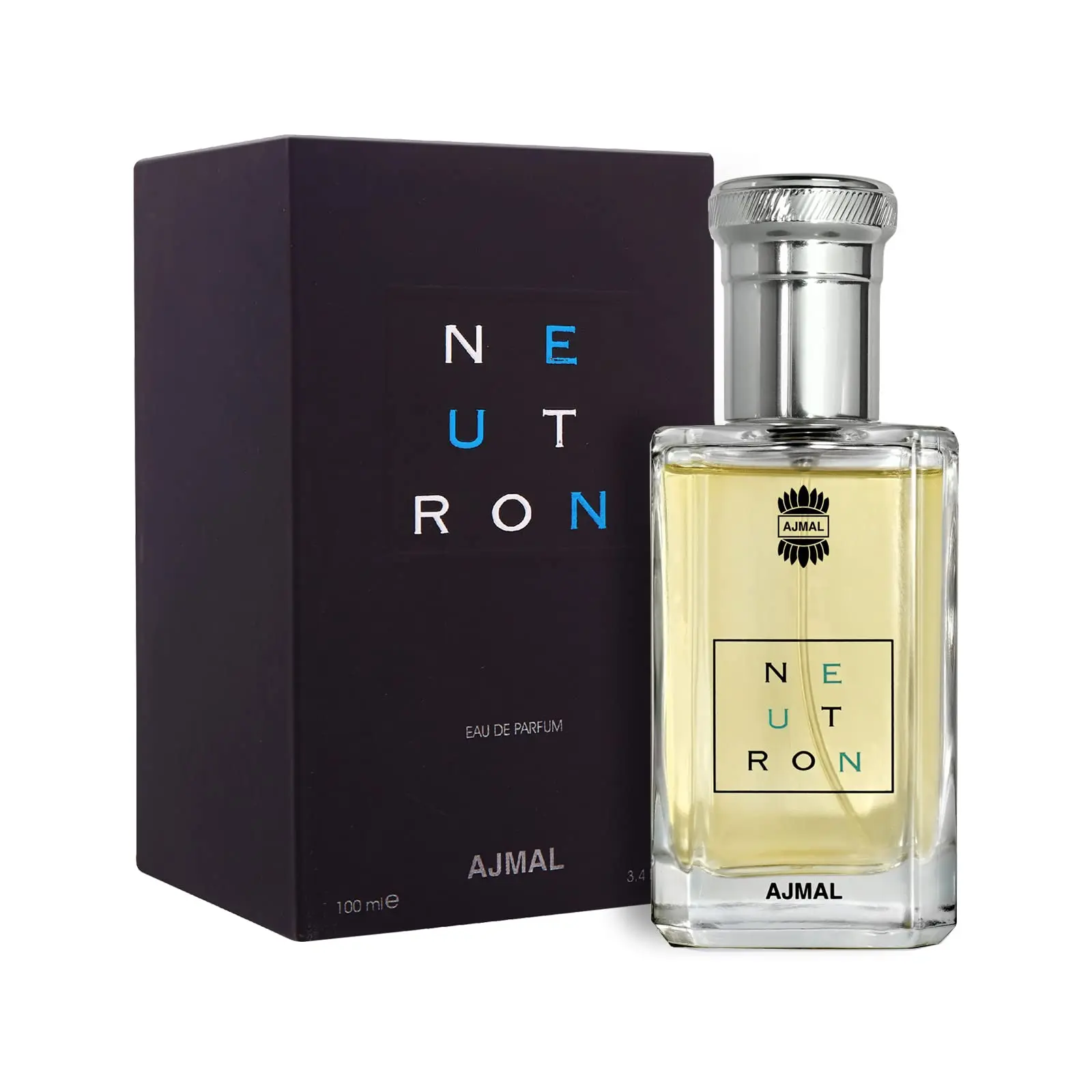 Ajmal Neutron Eau de Parfum for Men – 3.4 Fl oz / 100 ml | Fresh Fruity-Musky & Woody Fragrance | Long-Lasting Modern Masculine Scent from Dubai