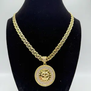 Spanish Link Chain 8 mm 18 inches Unisex in 14k Laminated Gold Hypoallergenic Necklace for Everyday Wear