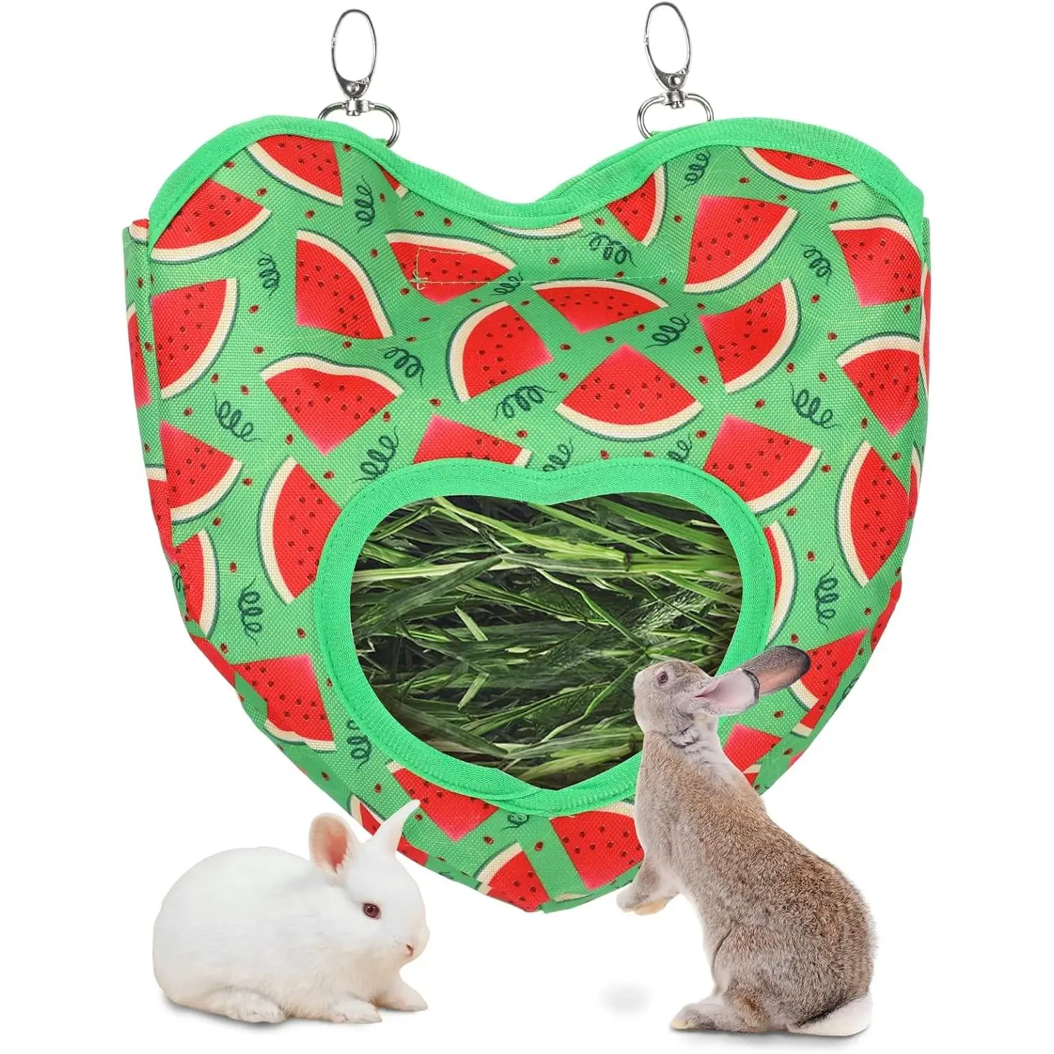 Hay Feeder, 1 Hole Hanging Hay Bag for Rabbits Guinea Pig Bunny Chinchillas Washable  Hay Holder 10.6x11.8inch
