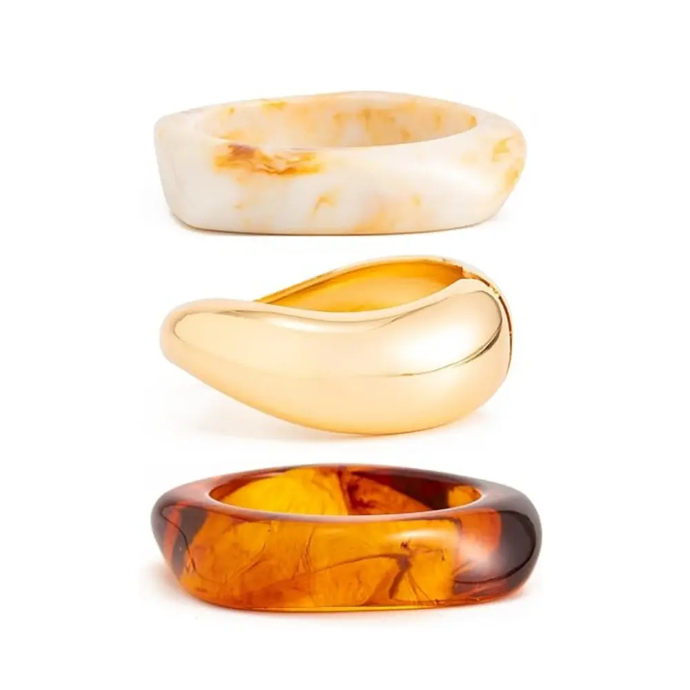Chunky Resin Acrylic Bangle Bracelets for Women, 3PCS Colorful Wide Geometric Bangles Set, Statement Stackable Bracelet Jewelry Gift