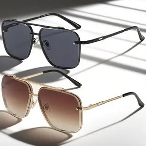2Pcs Aviator Shape Polarized Sunglasses HD Glass Lenses Classic Metal Frame UV400 Protection Scratch Resistant for Outdoor Activities Hair Friendly Nose Piece summerwins