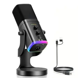 USB/XLR Dynamic Microphone for Gaming Streaming,Computer PC Microphone with RGB, Mute Button, Podcasting Desktop Mic for YouTube Video Recording, Live Streaming Equipment