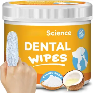 Dog Teeth Cleaning Wipes - Dental Finger Wipes for Cats & Dogs - Pet Toothbrush & Tooth Brushing Kit - Effective Teeth Cleaner