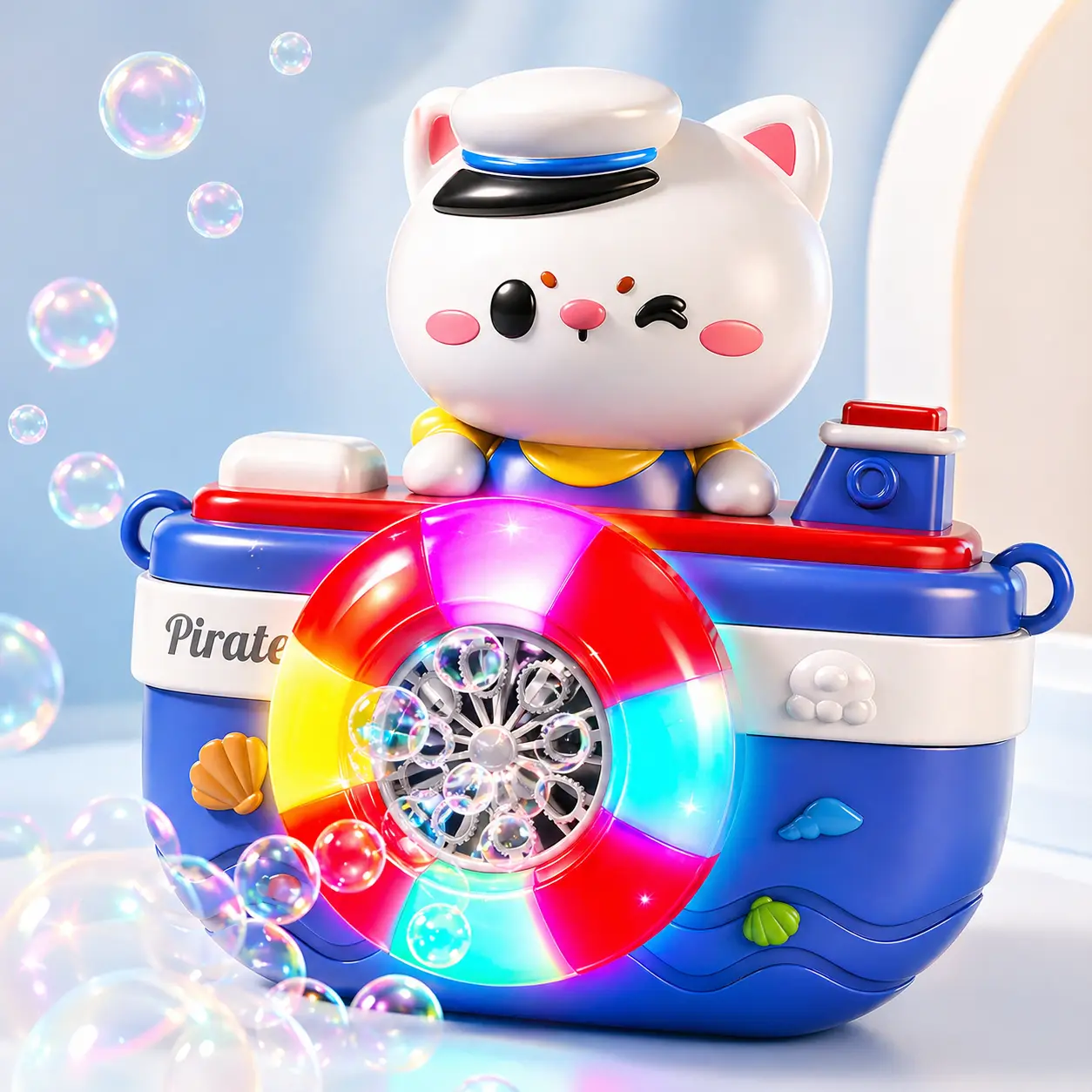 LED Bubble Machine for Kids, Rechargeable Automatic Bubble Maker with Music, Colorful Light Bubble Blower Toy for Outdoor Summer Party