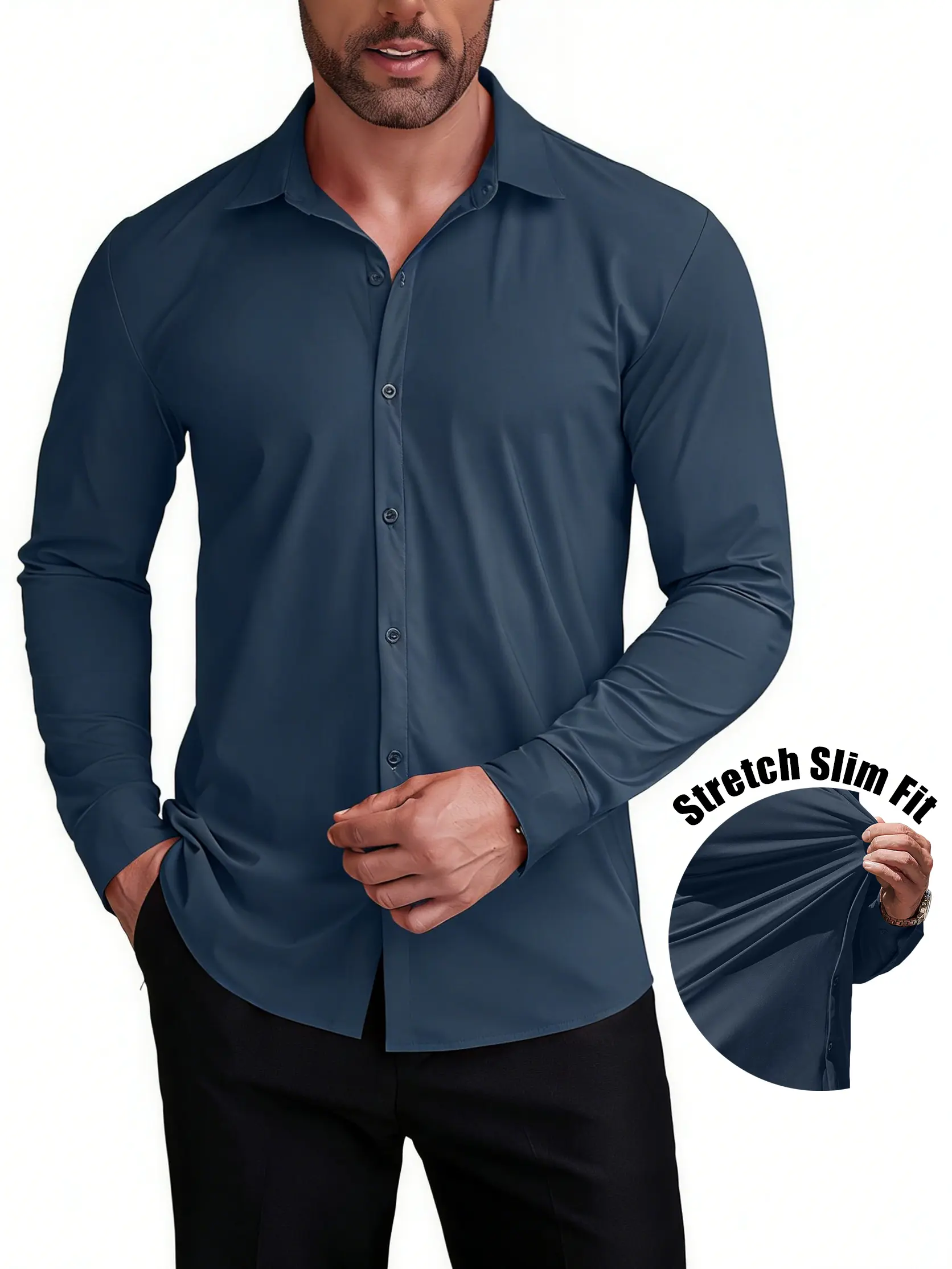 COOFANDY Men's Muscle Fit Thin Dress Shirts - Wrinkle-Free Long Sleeve Casual Button-Down Tops for Menswear, Pair with Jeans/Blazer, Premium Fabric, Tie,back to school,back to school shopping, Classic