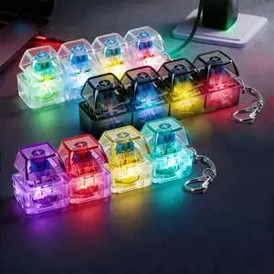 Keyboard Fidget - Keyboard Key Pendant with LED Light, Cube Mechanical Key Buttons Anti-Stress Keyboard Pendant, Fidget Keyboard for Stress Relief, Toy for Office, School & Travel, Adults & Children