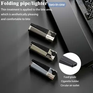 Portable Lighter, 2-In-1 Vintage Folding Lighter, Metal Folding Butane Lighter With Adjustable Flame, A Perfect Gift For Fathers And Husbands