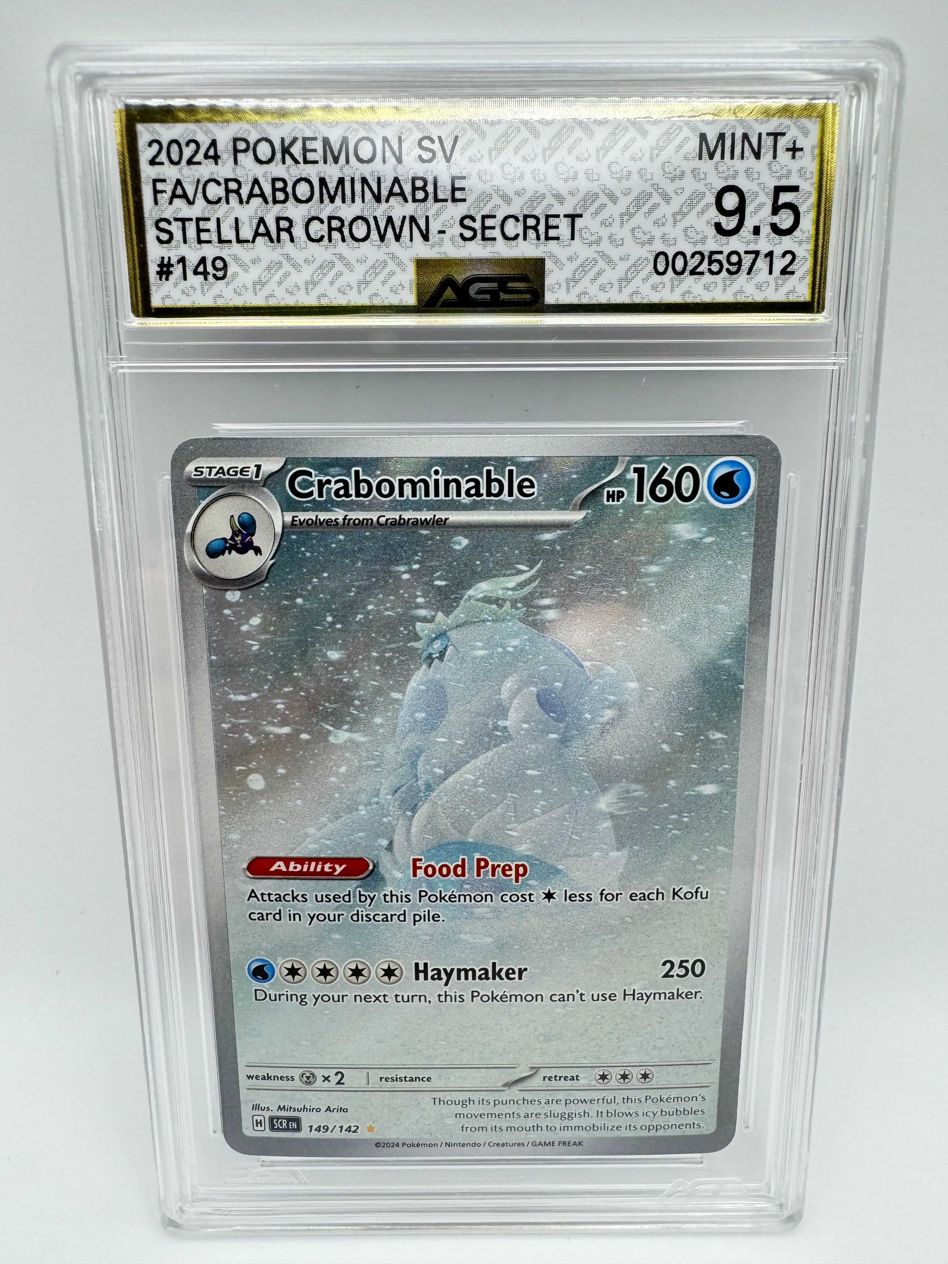 Graded AGS 9.5 Crabominable 2024 Stellar Crown 149 Holographic Pokemon Card