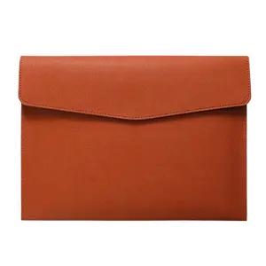 A4 File Bag, Solid Color Composite Leather Large Capacity File Bag with Button Closure, Durable Document Bag for Office Business School