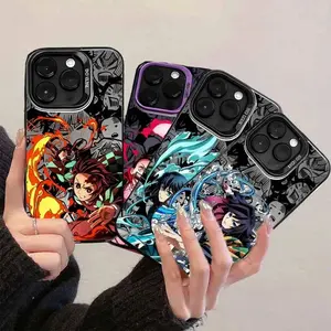 Demon S-Slayer Cartoon Anime Frosted Case for iPhone 17 Air 16 15 14 13 12 11 Pro Max Plus  Acrylic Sheet Silicone Cover