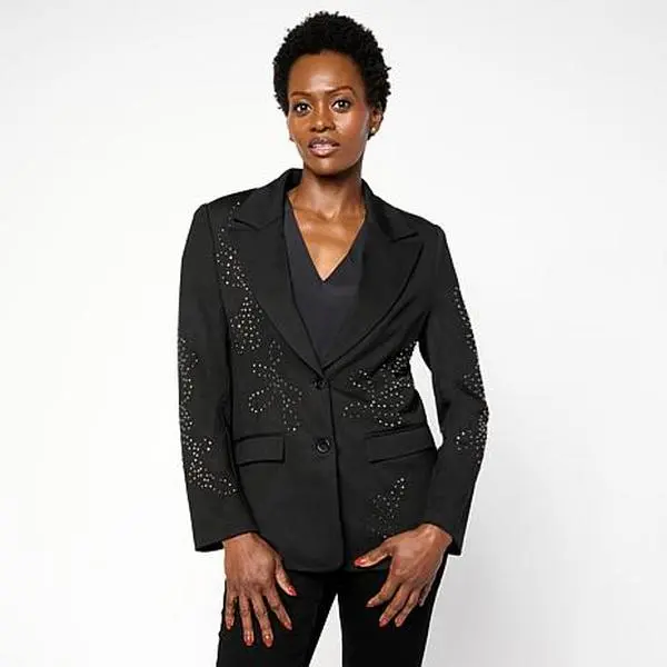DG2 by Diane Gilman Ponte Embellished Blazer