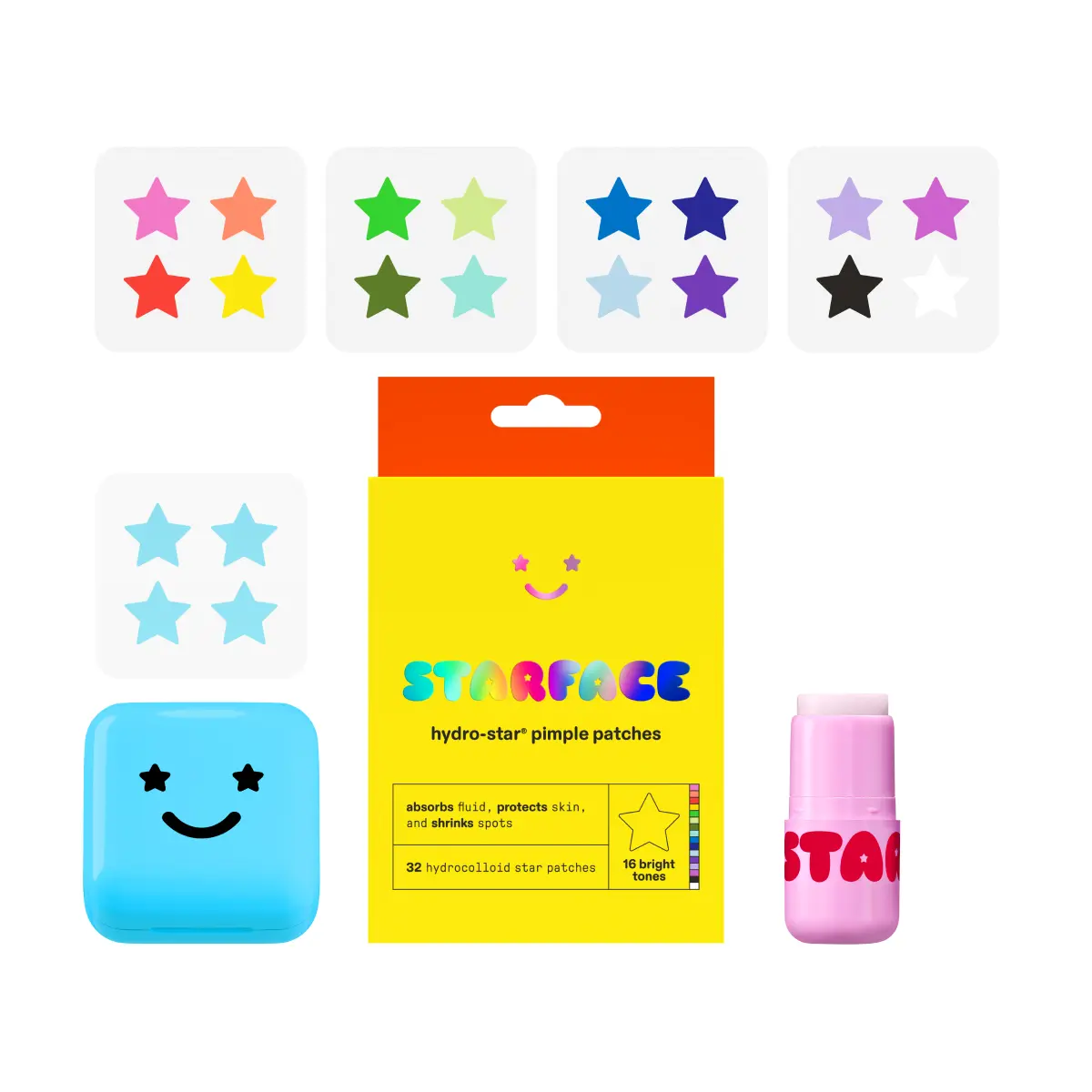 Starface Hydro-Star Favs, Bundle 1 Refill Pack, 1 Blue Compact, 1 Lip Balm