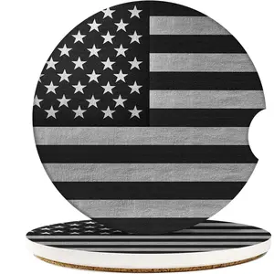 Car Coasters for Drinks Absorbent, 2 Pack Cup Holders, 2.56" Ceramic Stone & Non-Scratch Cork Base Coasters Cupholder, Auto Accessories for Women & Men, American Gray