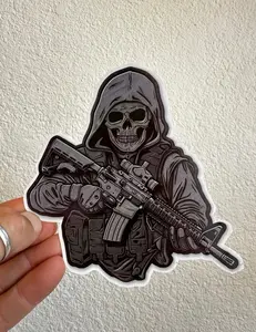 Tactical Military Skull Grim Reaper Sticker AR-15 Decal Death Army Navy Special Ops