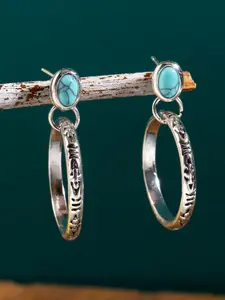 1 Pair Vintage Round Dangle Earrings with Turquoise Texture, Matching Bohemian Earrings Jewelry for Party, Daily Clothing Decor for Girl